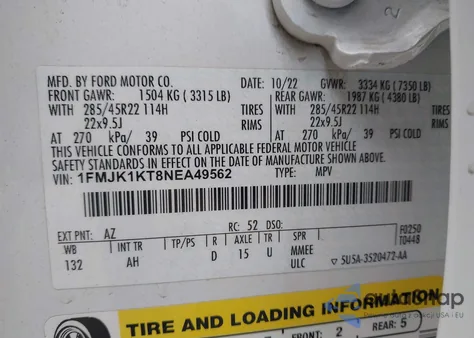 2022 Ford Expedition Limited Max z USA, uszkodzony, nr VIN 1FMJK1KT8NEA49562